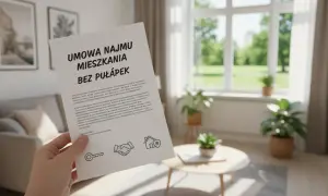 Umowa najmu mieszkania bez pułapek. Dłoń trzyma dokument, który wyjaśnia zasady najmu okazjonalnego, bez haczyków.