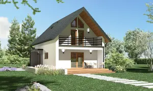 Nowoczesny dom z tarasem i balkonem, otoczony zielenią. Idealne gotowe domy pod klucz do 300 tys. dla Twojej rodziny.