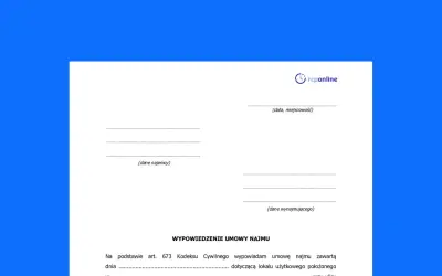 Formularz wypowiedzenie umowy najmu z danymi najemcy i wynajmującego.