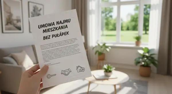 Umowa najmu mieszkania bez pułapek. Dłoń trzyma dokument, który wyjaśnia zasady najmu okazjonalnego, bez haczyków.