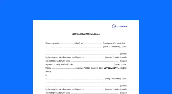 Umowa użyczenia lokalu, gdzie jeden z najemców podaje swoje dane osobowe i numer PESEL.