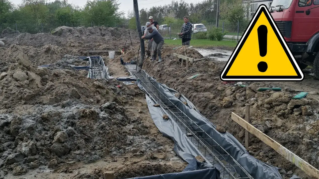 Budowa trwa! Wylewanie betonu na ławy fundamentowe. Ekipa pracuje, by dom stał mocno.