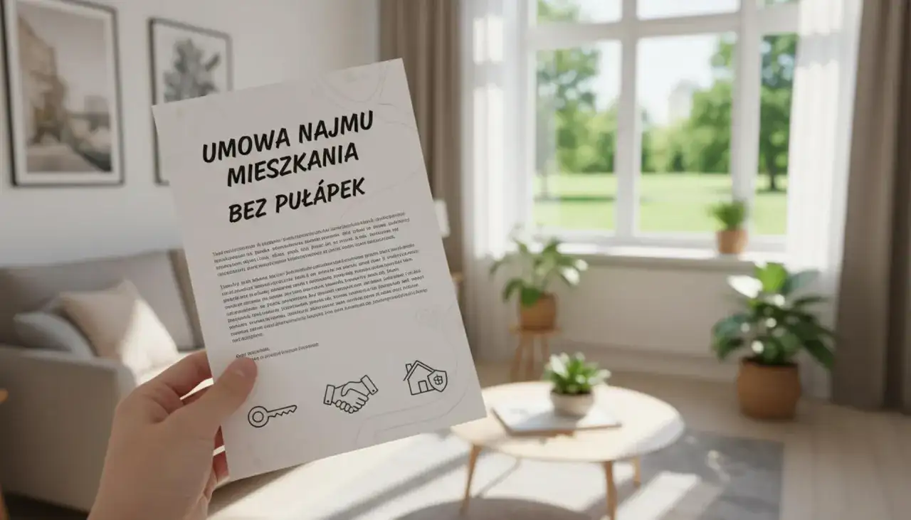 Umowa najmu mieszkania bez pułapek. Dłoń trzyma dokument, który wyjaśnia zasady najmu okazjonalnego, bez haczyków.